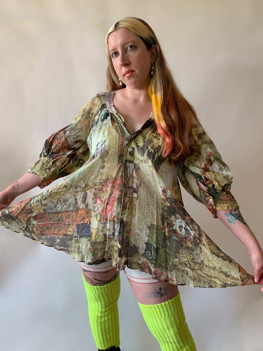 Nozomi Ishiguro Trompe L'oeil Collage Fabric Minidress  product image