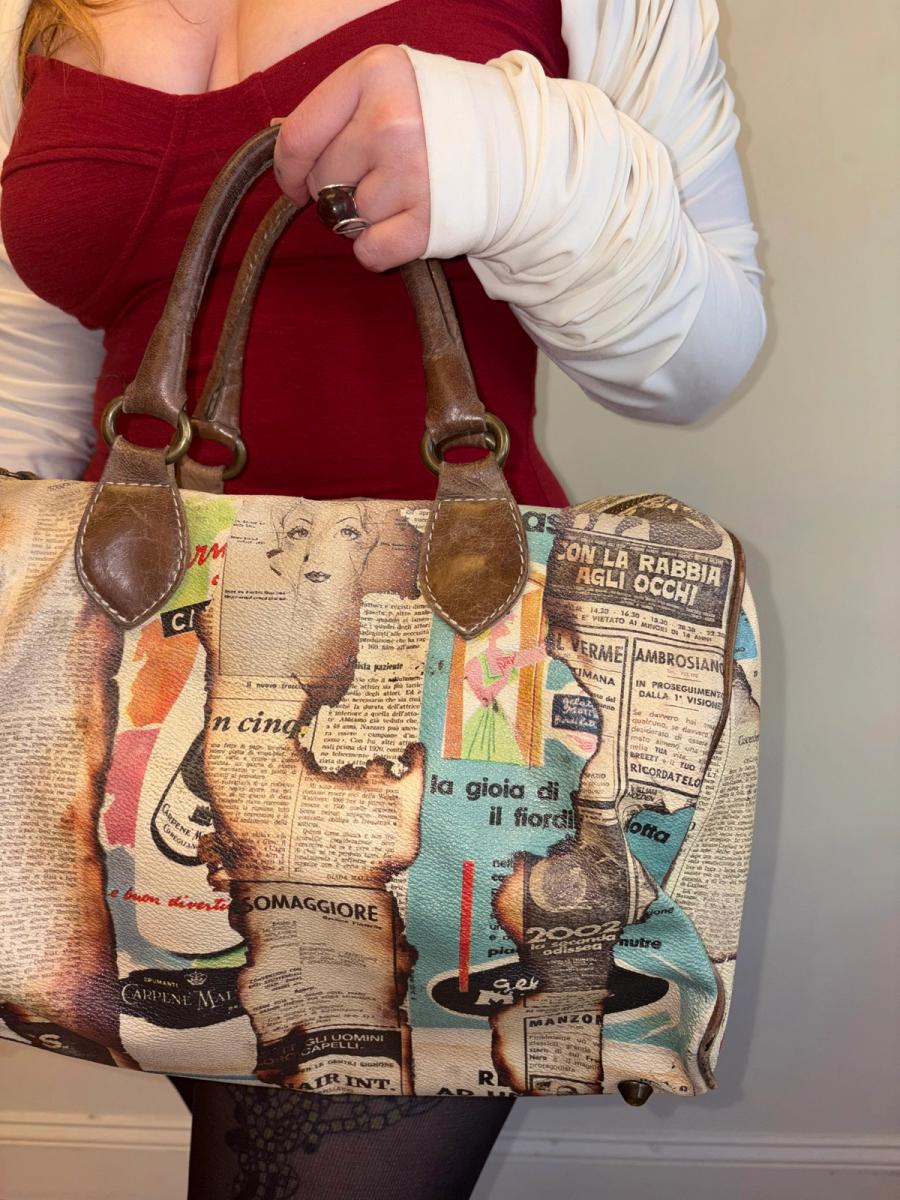 Singed Italian Newsprint Bag product image