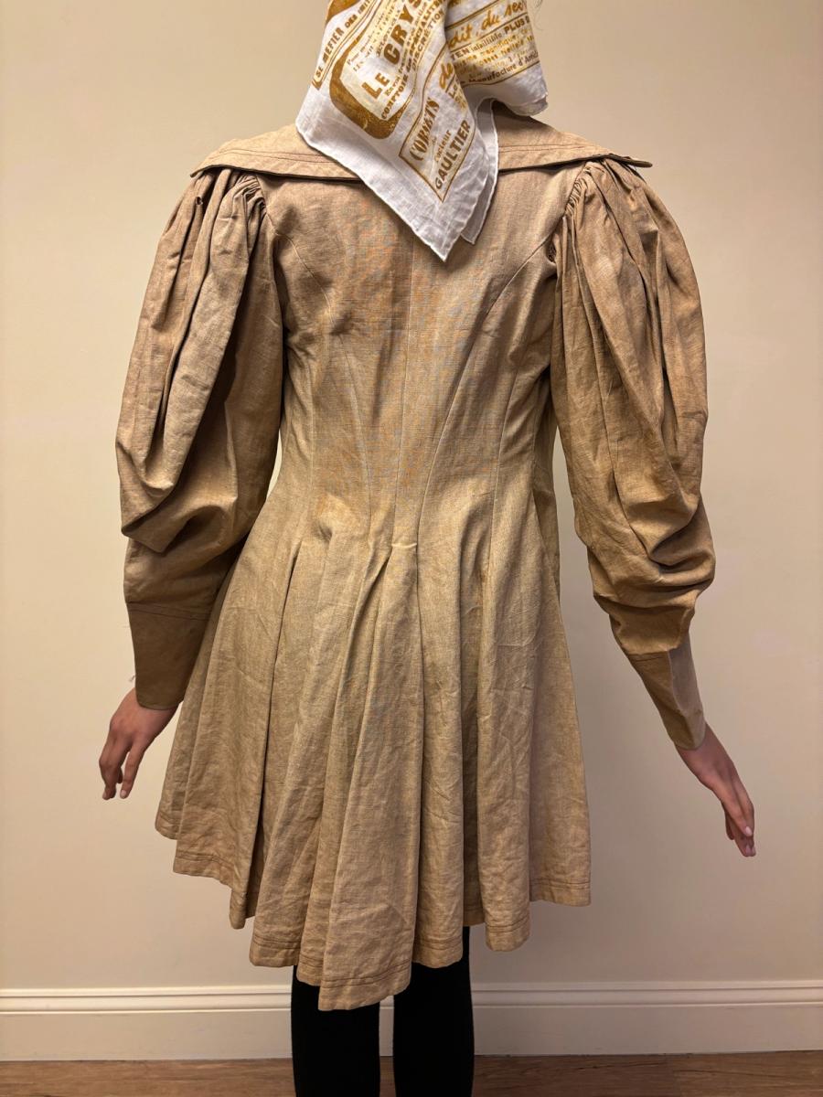 1890s Buff Linen Mutton Sleeved Traveling Jacket product image