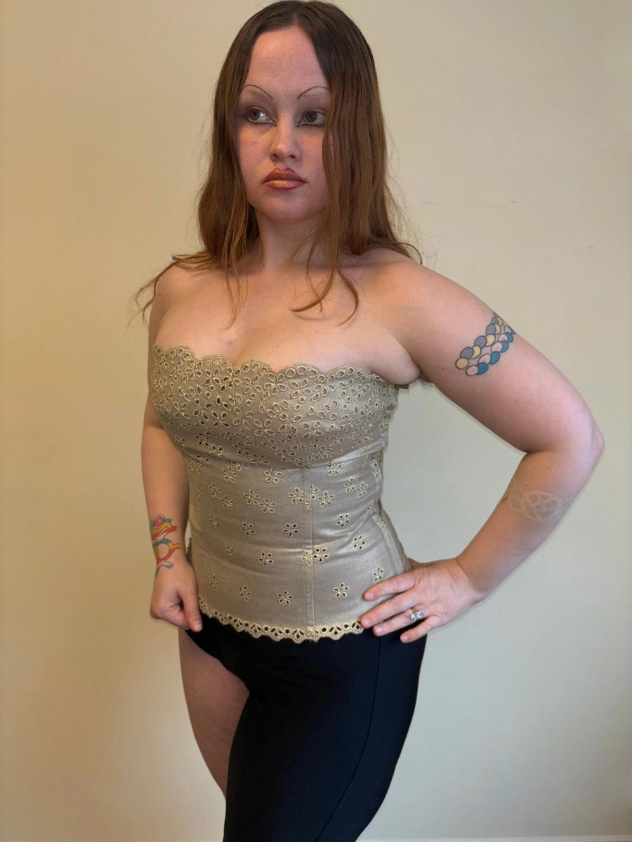 Vintage Lolita Lempicka Gold Eyelet Bustier product image