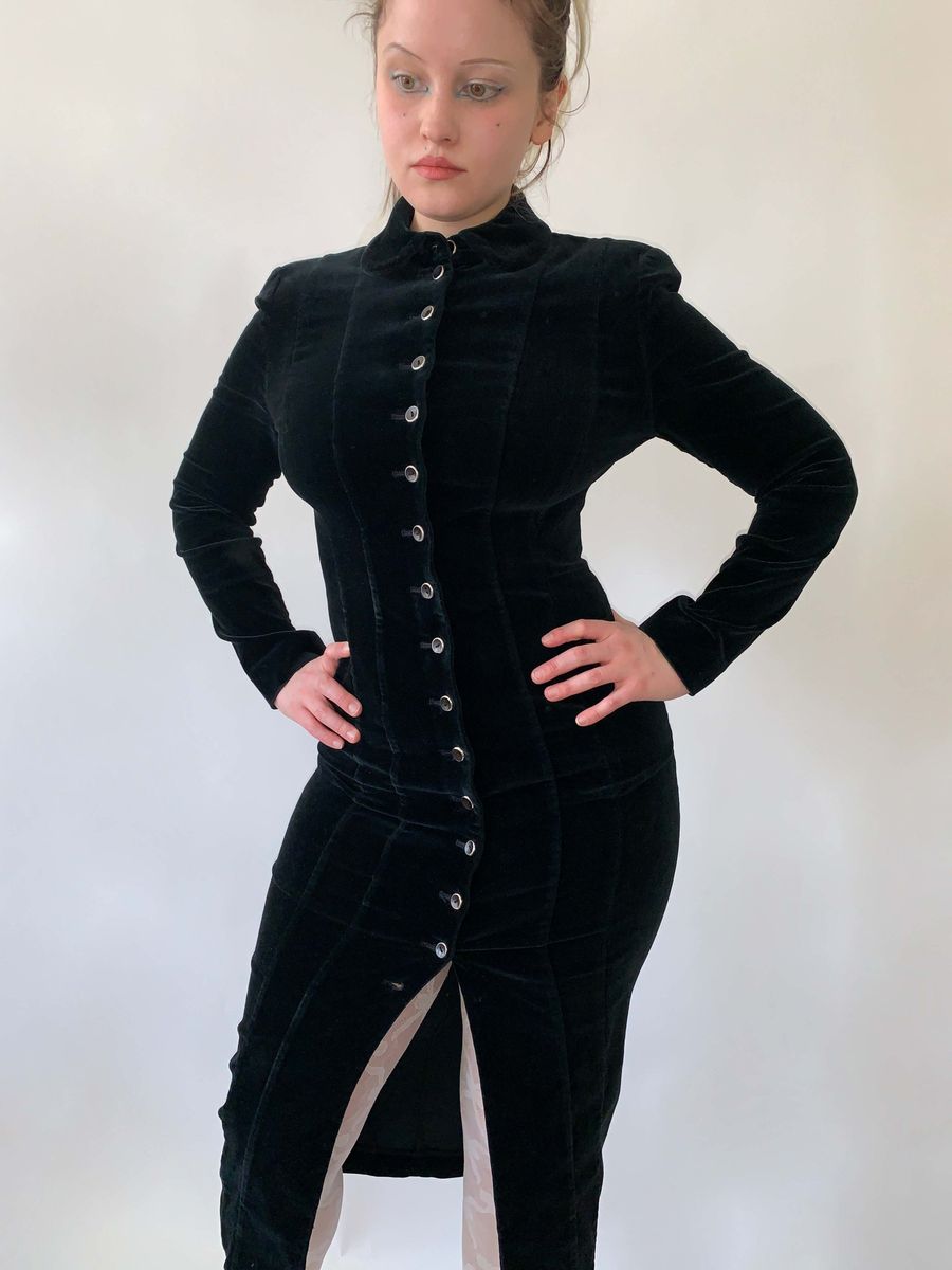 Chantal Thomass Black Velvet Bodycon Dress product image