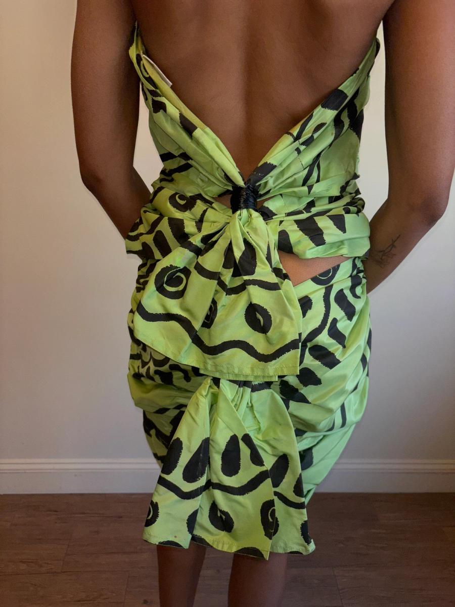 80s Angelo Tarlazzi Abstract Dress with Raffia product image