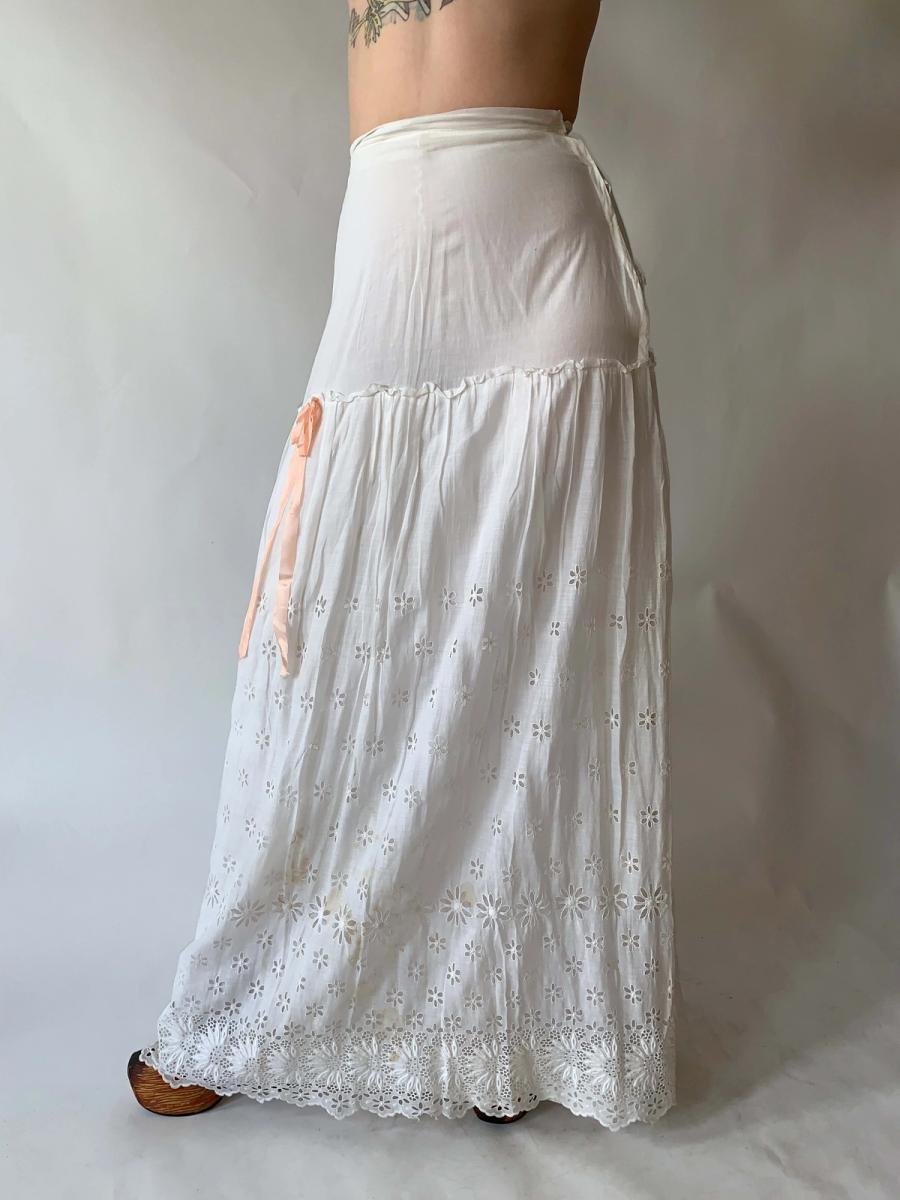 Rare c 1908 Eyelet Daisy Formal Tea Skirt product image