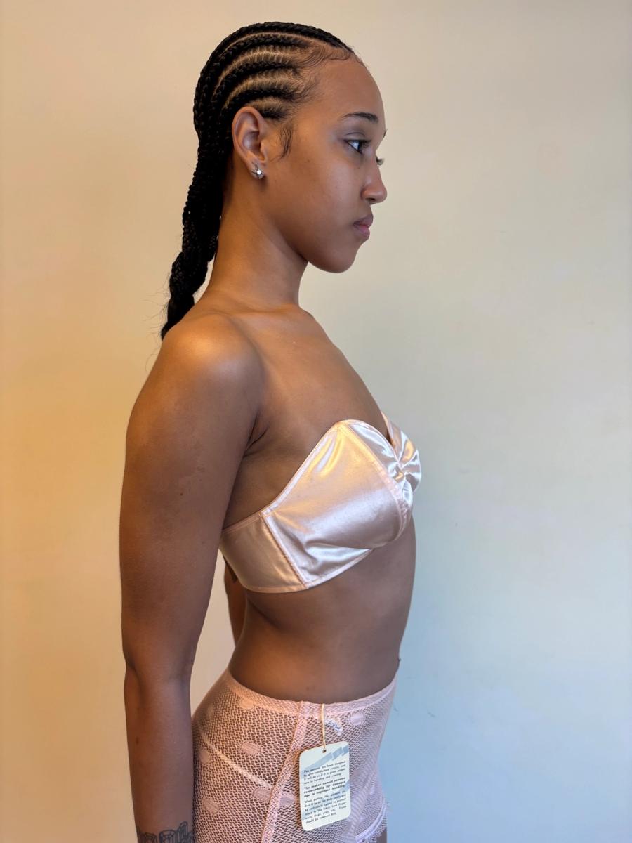 40s French Pink Satin Bra product image
