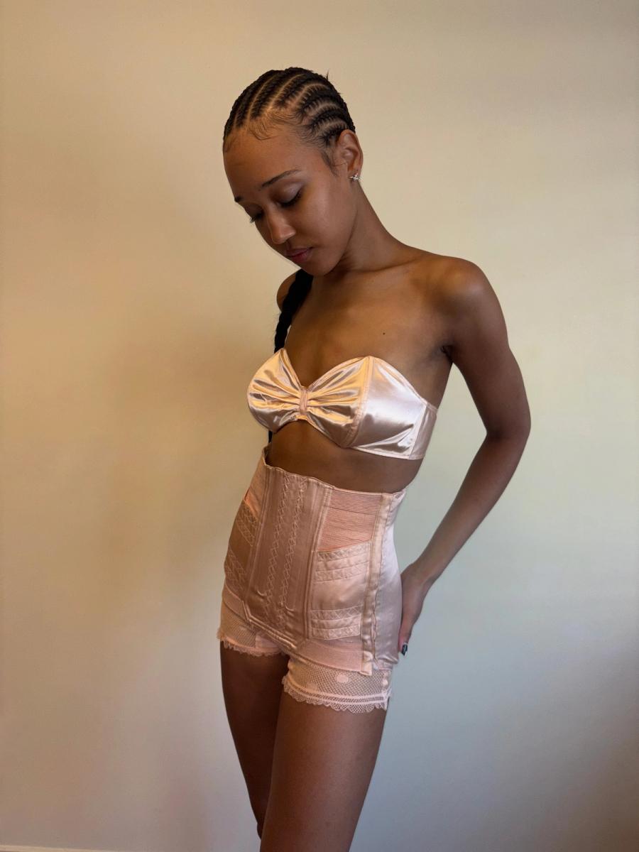 1930s Pink Satin Girdle product image