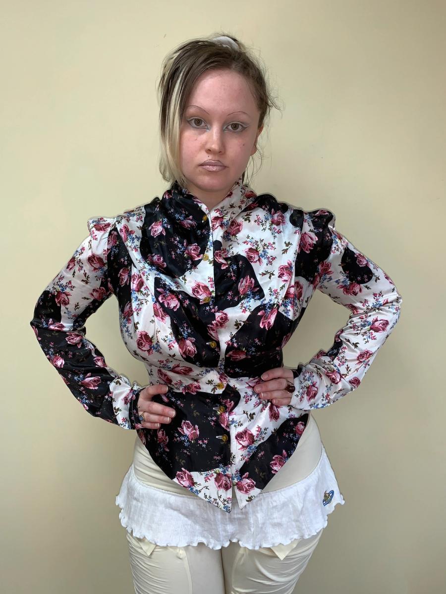 1996 Vivienne Westwood Rose Print Hooded Blouse product image