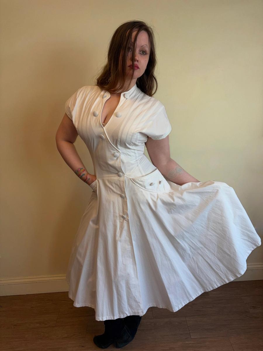 1980s Claude Petin Sweeping Fit & Flare Dress product image