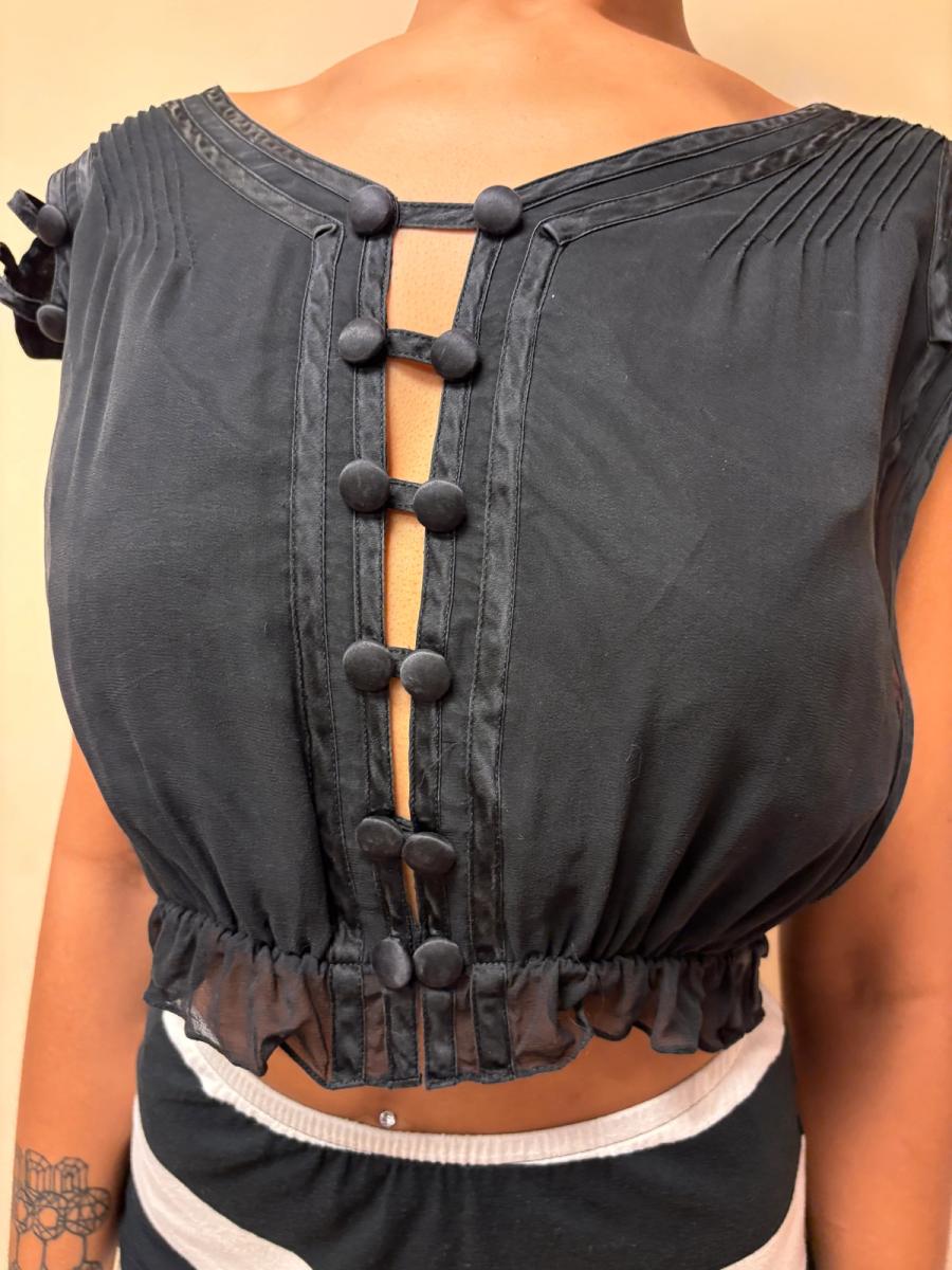 Norma Kamali OMO Fall 1993 Edwardian- Inspired Silk Top product image