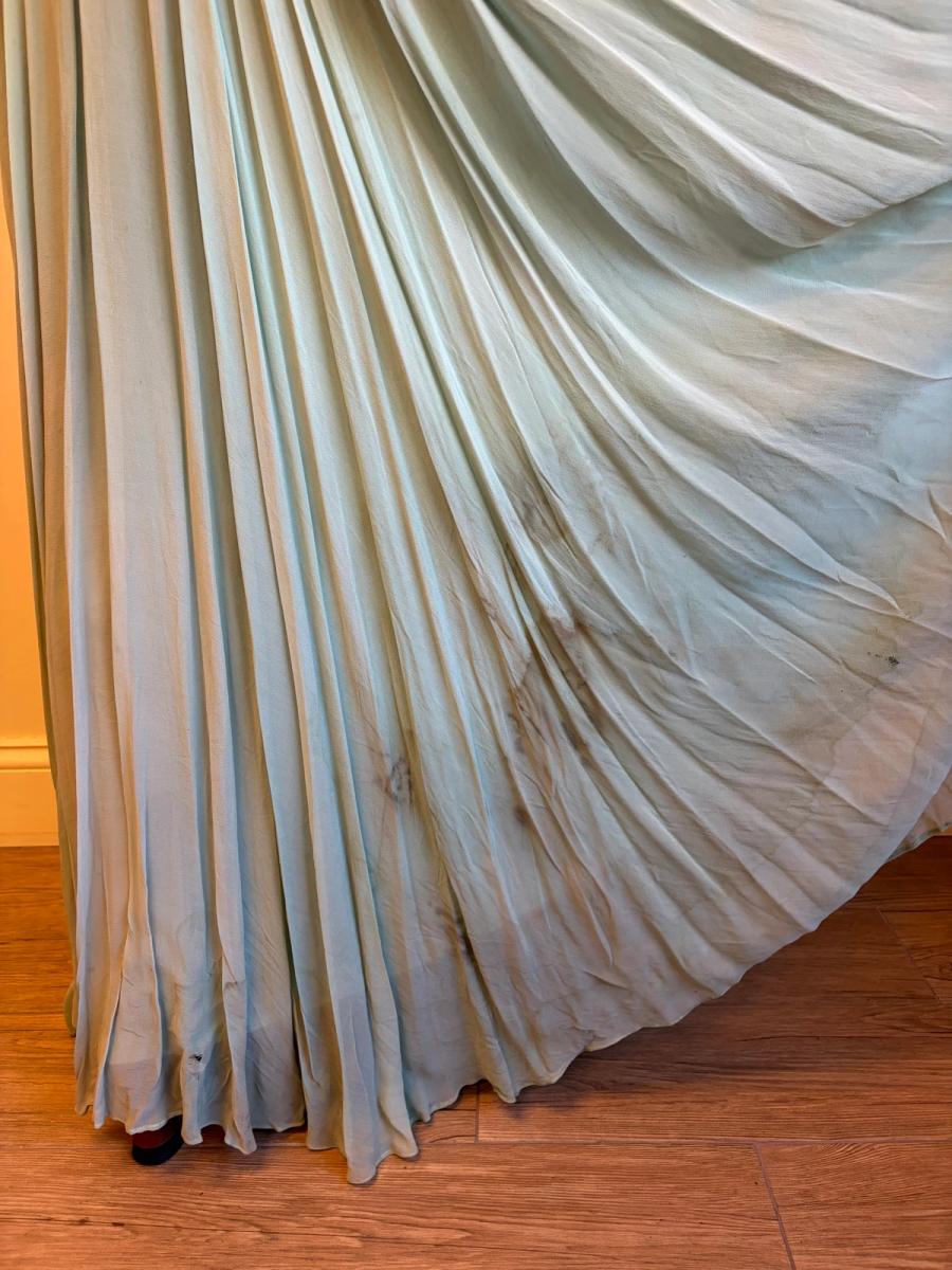 1940s Striped Knit Dress with Chiffon Skirt product image