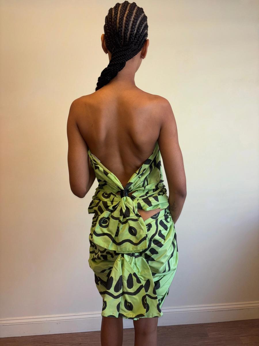 80s Angelo Tarlazzi Abstract Dress with Raffia product image