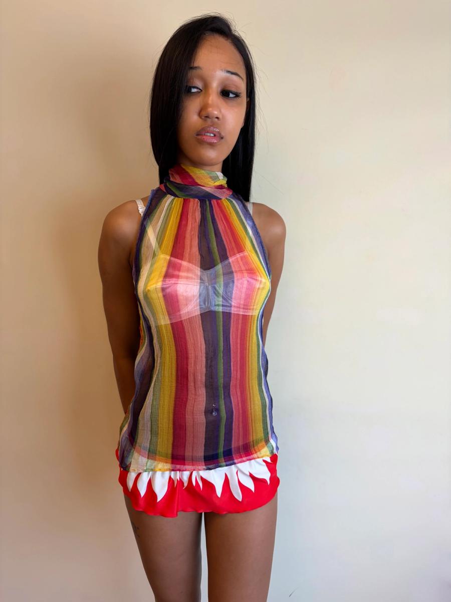 1930s Rainbow Chiffon Crepe Top product image