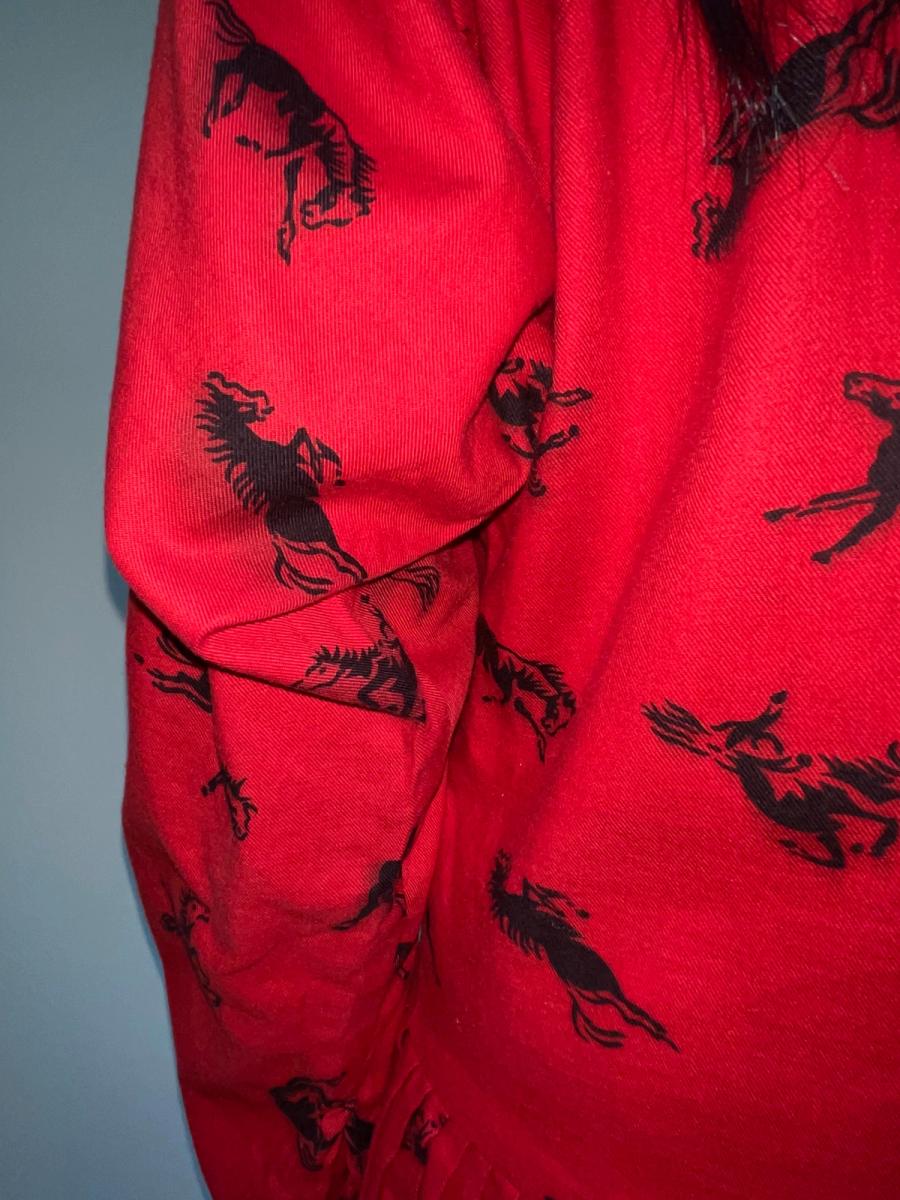 1980s Norma Kamali Flannel Horse Print Dress product image