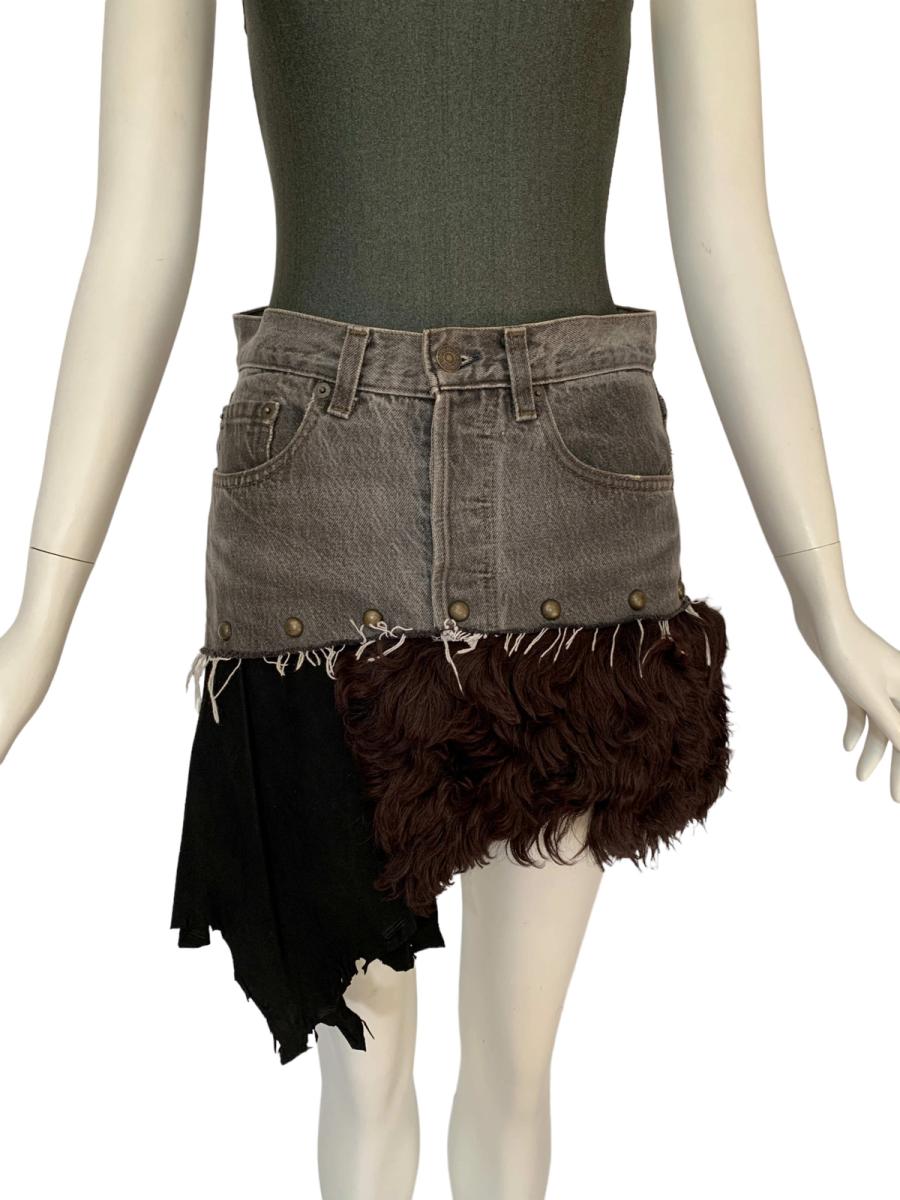 Tomoki Yurita Patchwork Shearling Skirt product image