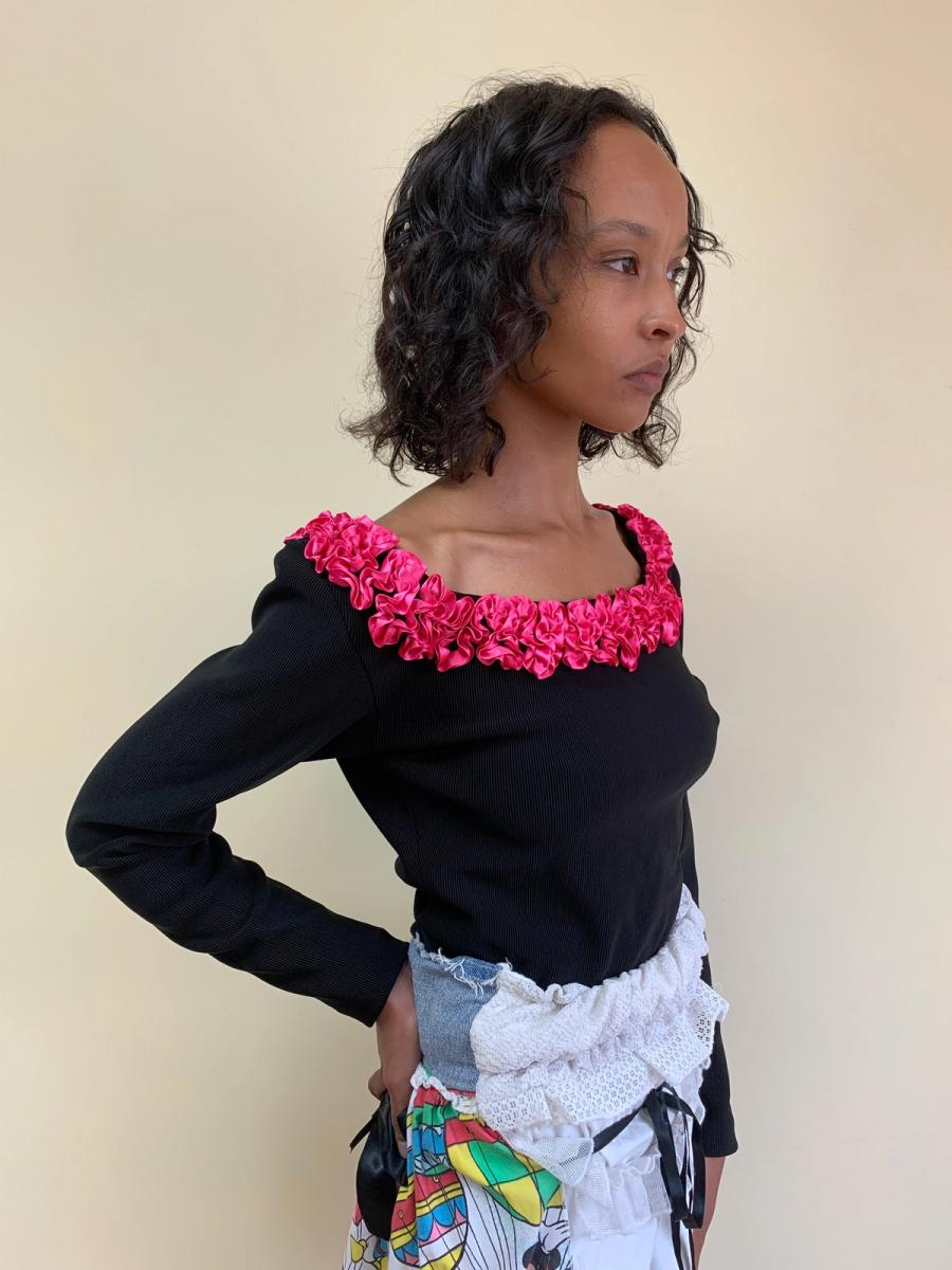 80s Chantal Thomass Pink Ruffle Top product image