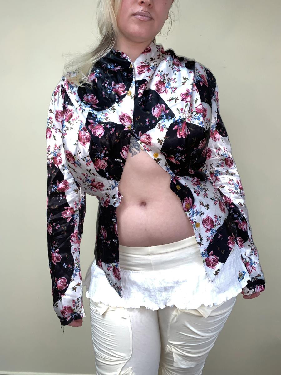 1996 Vivienne Westwood Rose Print Hooded Blouse product image