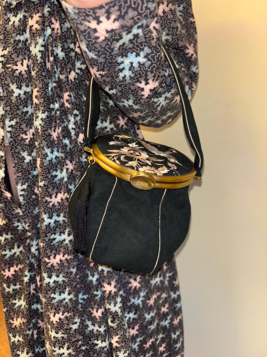 90s Norma Kamali Embroidered Kisslock Purse product image