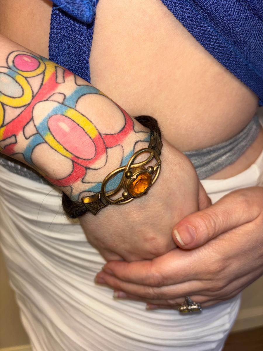 1800s Mourning Citrine Glass Hair Bracelet product image