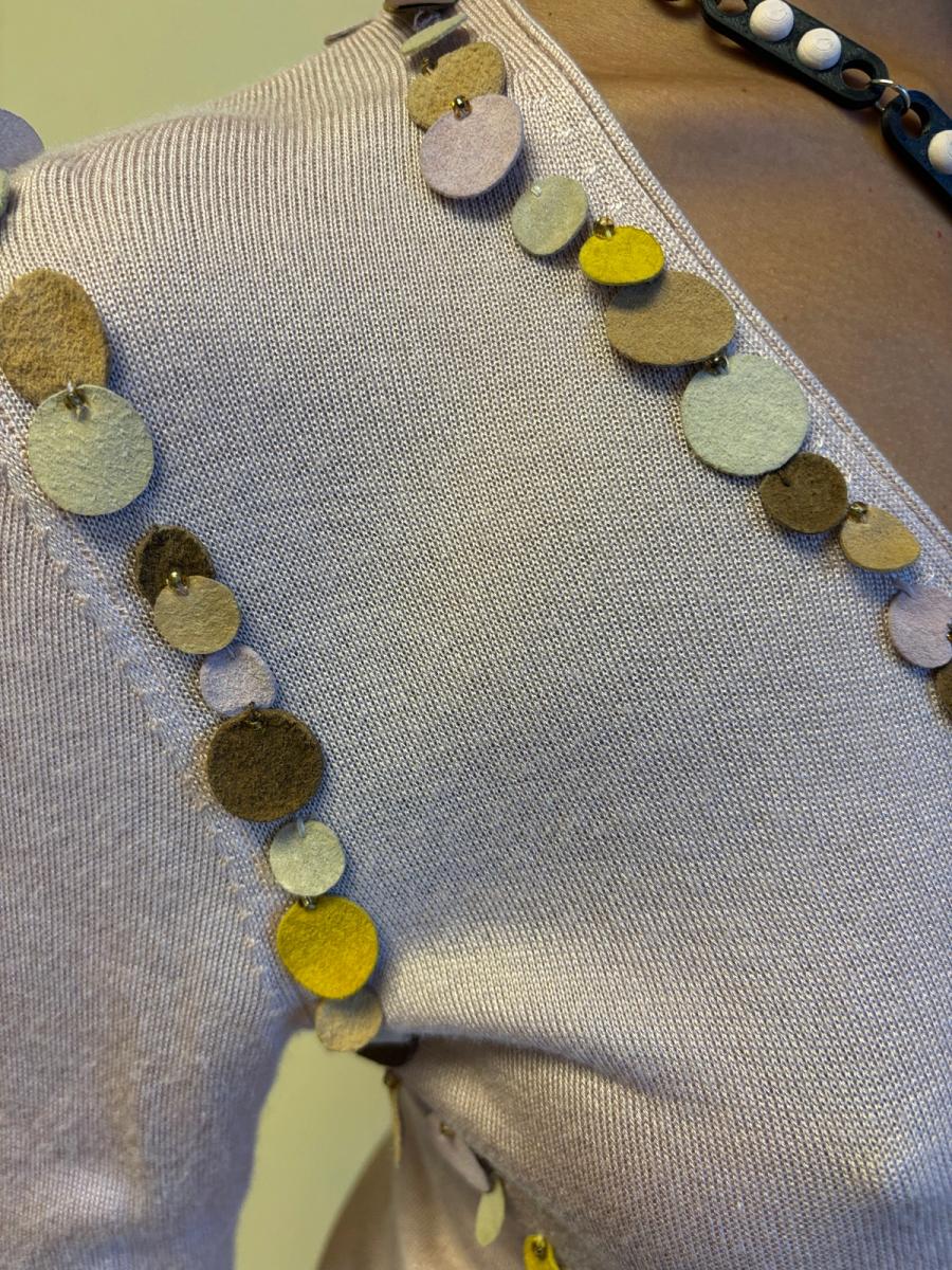 Kyoichi Fujita Silk Cardigan with Suede Pailletes product image