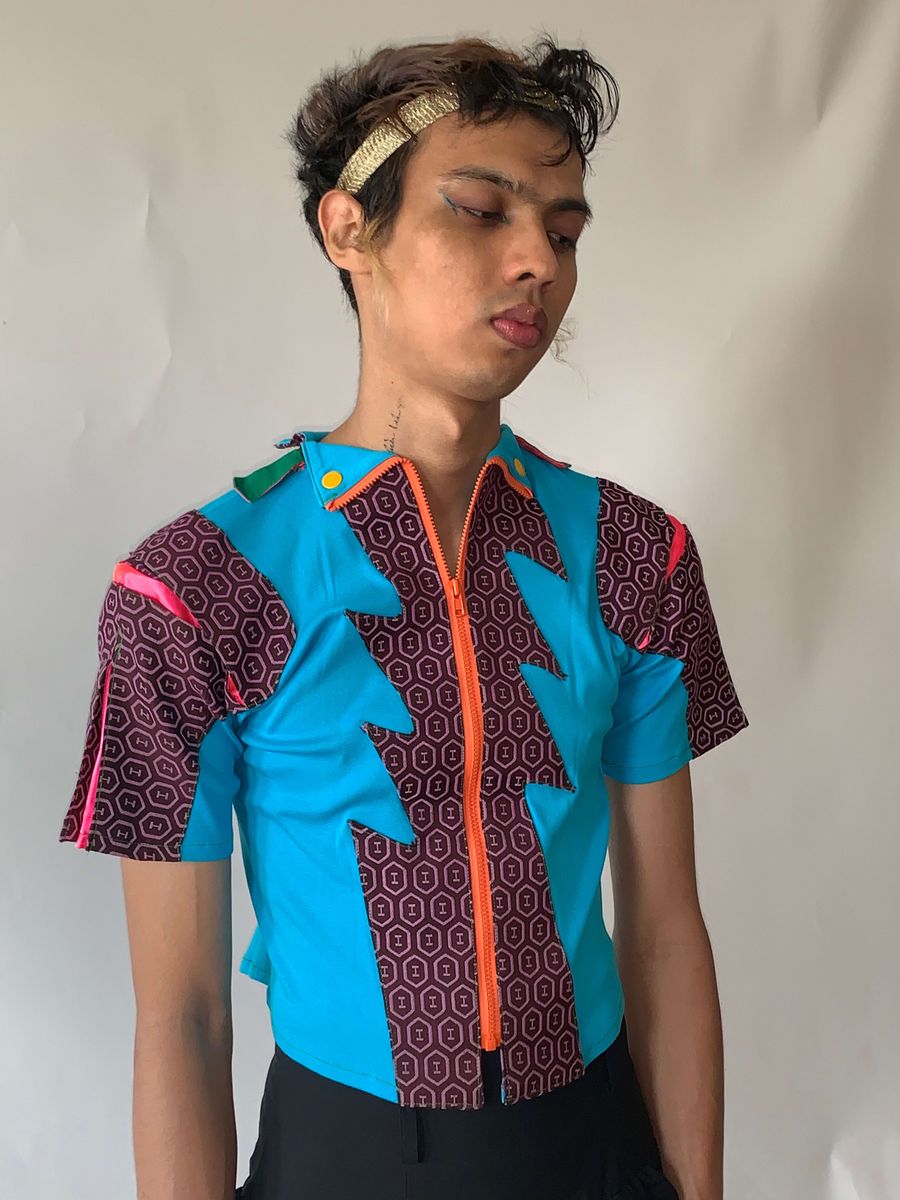 Takuya Angel Teal Patchwork Top product image