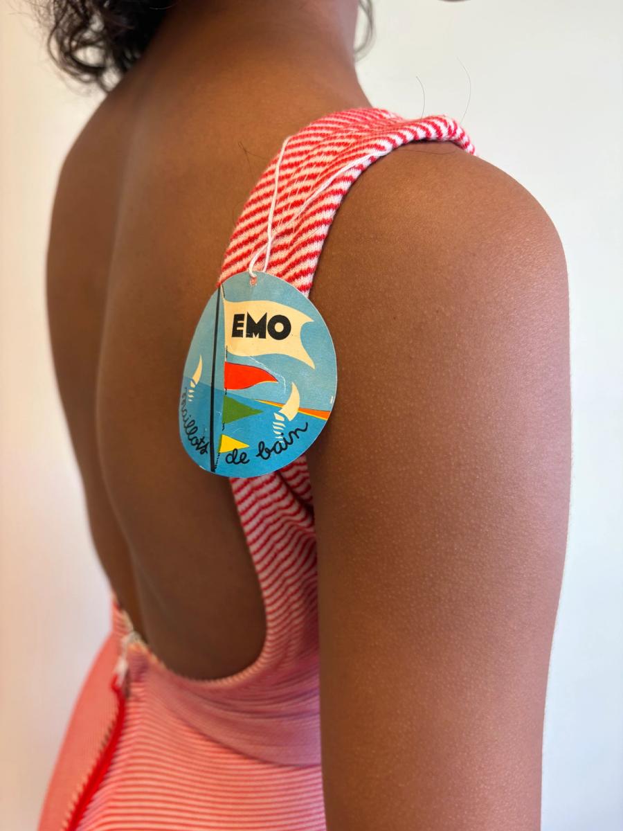 1950s Emo Striped Knit Bathing Suit product image