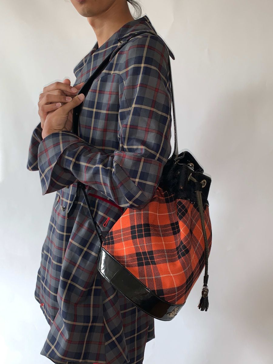 90s Vivienne Westwood Tartan Barrel Bag product image