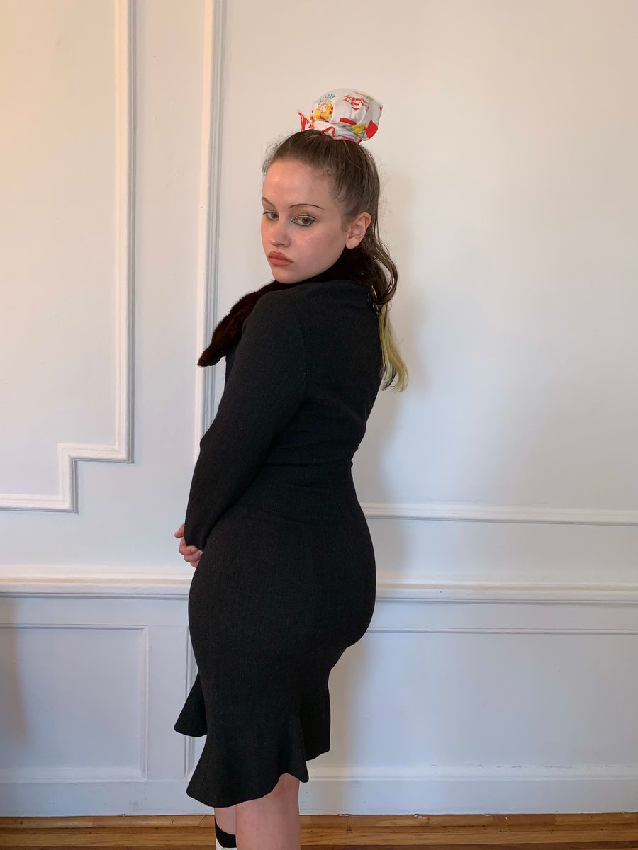 1994 Vivienne Westwood Corset Dress with Detachable Faux Fur Collar product image