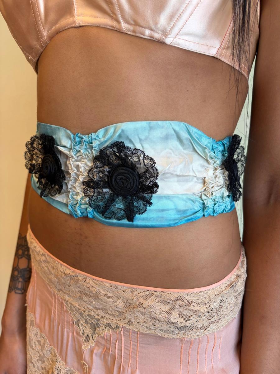 1890s Moiré Turquoise Sash product image