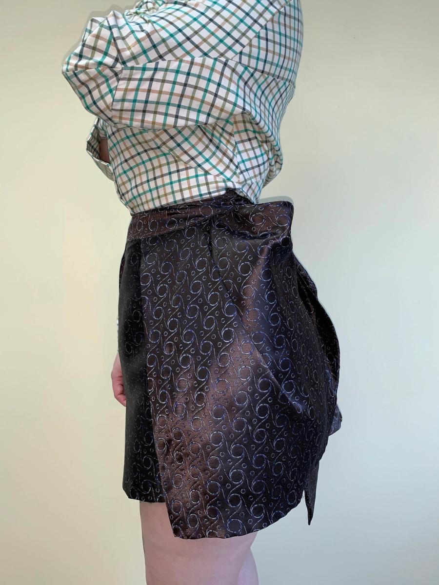 90s Jane Marple Tie-Silk Bustle Miniskirt product image