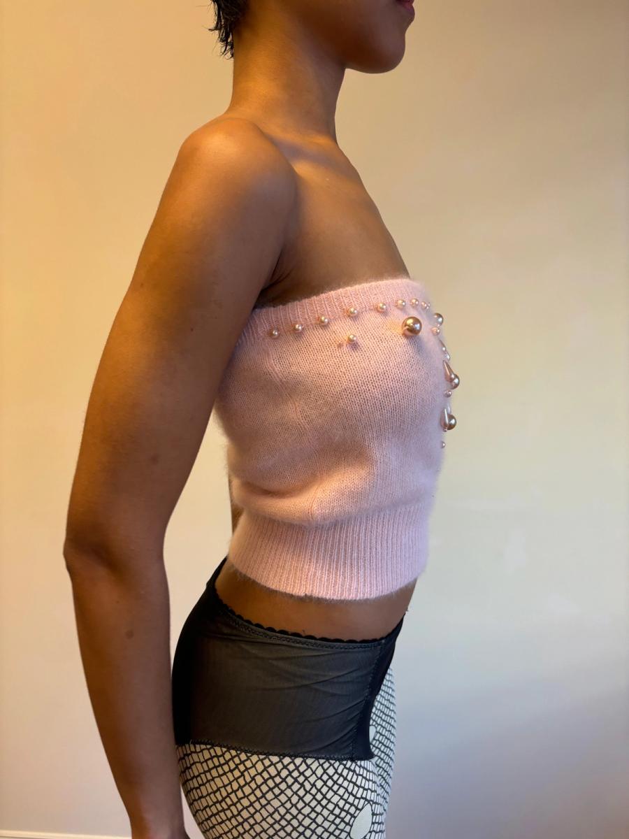 80s Krizia Maglia Beaded Angora Mohair Tube Top product image