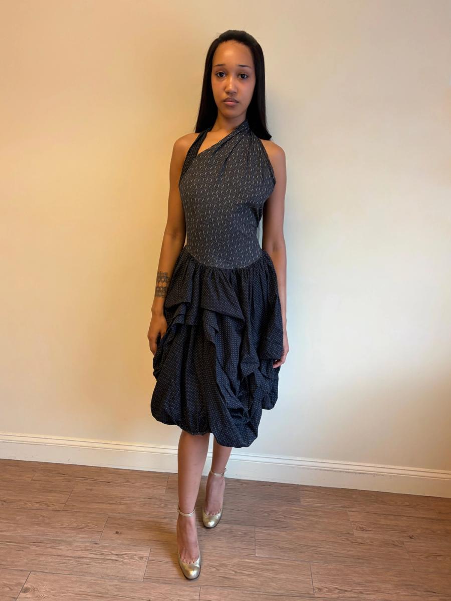 80s Popy Moreni Asymmetrical Ruched Dress product image