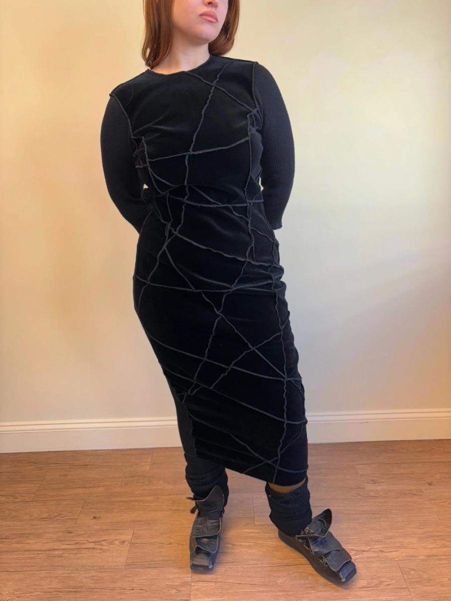 90s Patchwork Velvet Jean Colonna Dress product image