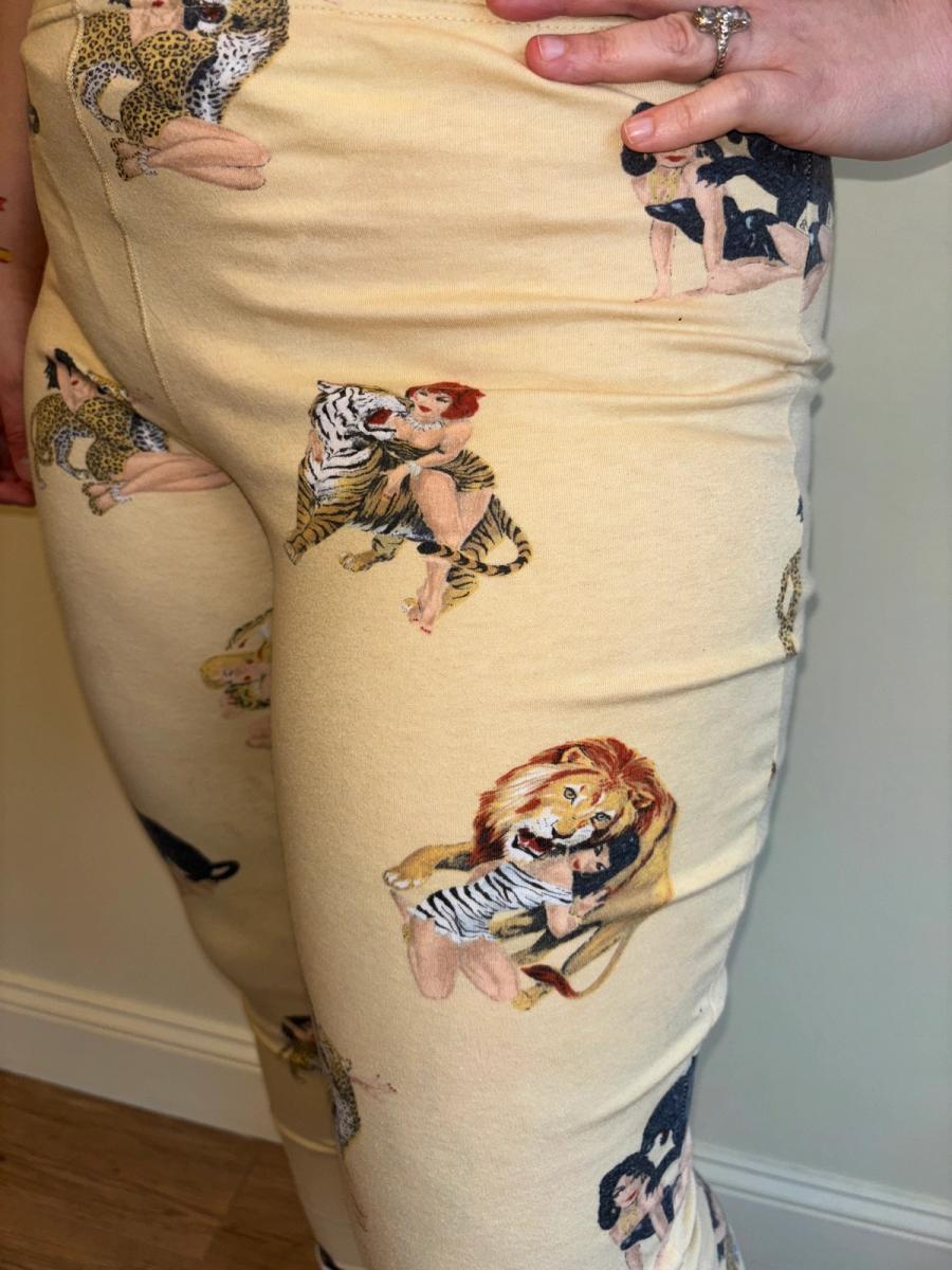 80s Krizia Big Cat and Pinup Girl Leggings product image