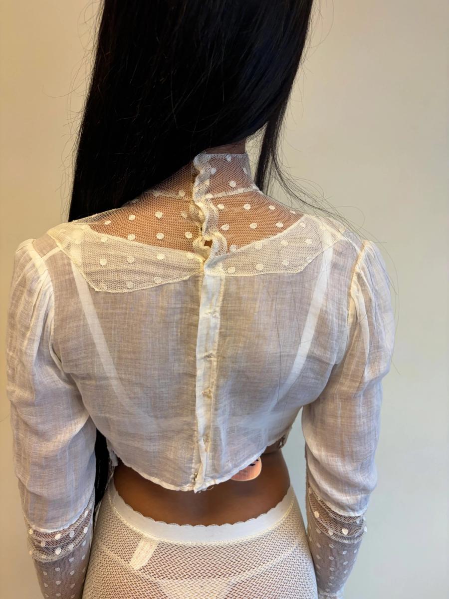 Edwardian White Lace Dot Blouse product image