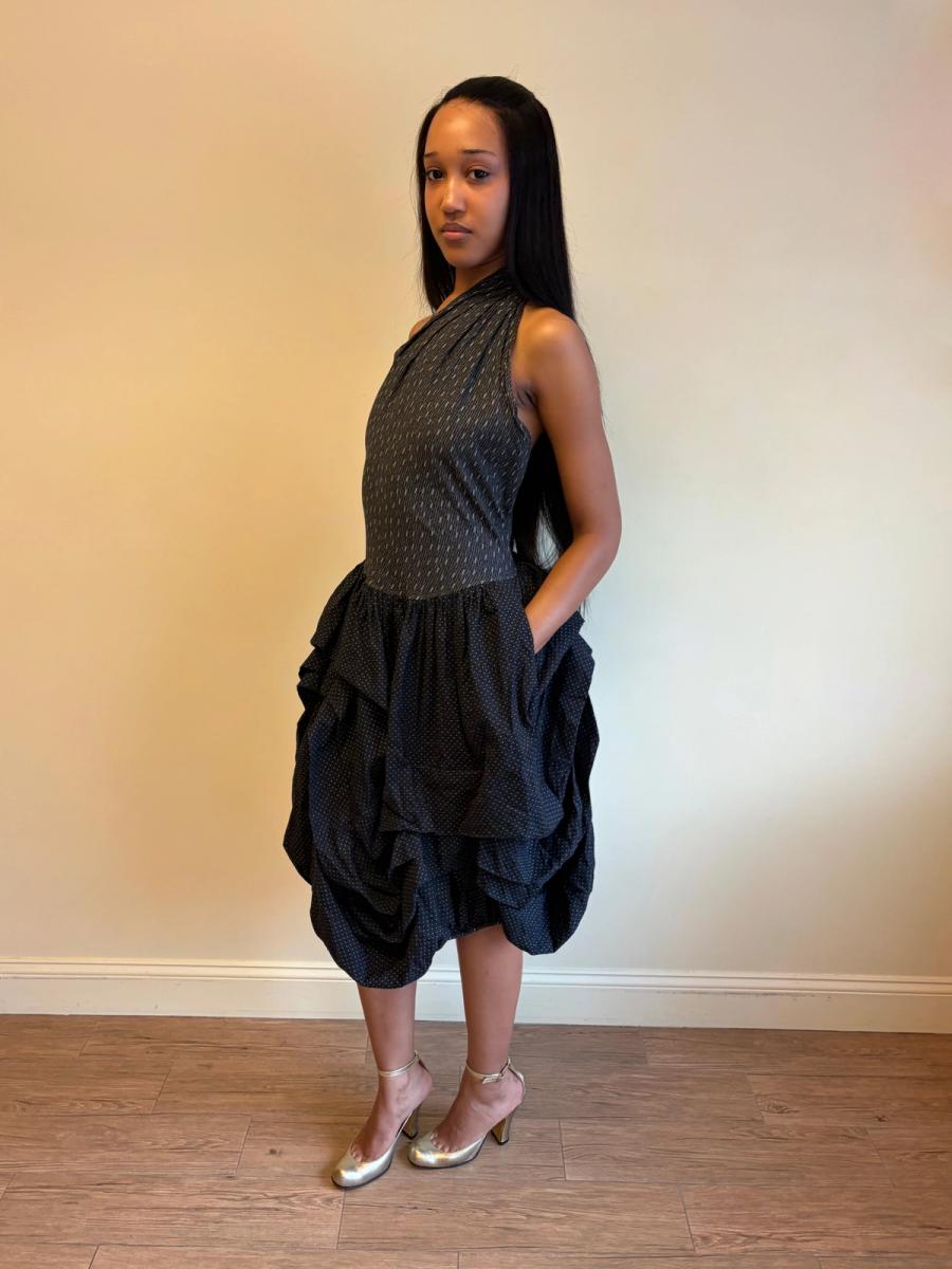 80s Popy Moreni Asymmetrical Ruched Dress product image