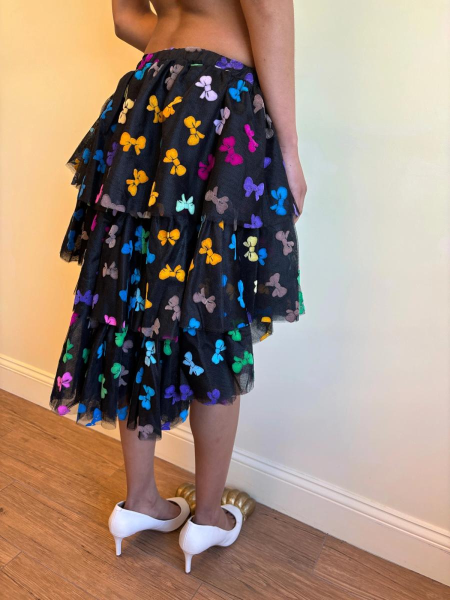 80s Yvan & Marzia Flocked Bow Skirt product image
