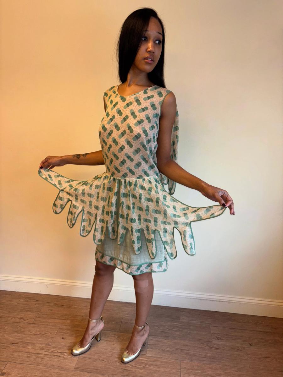 1920s Green Polka Dot Voile Day Dress product image