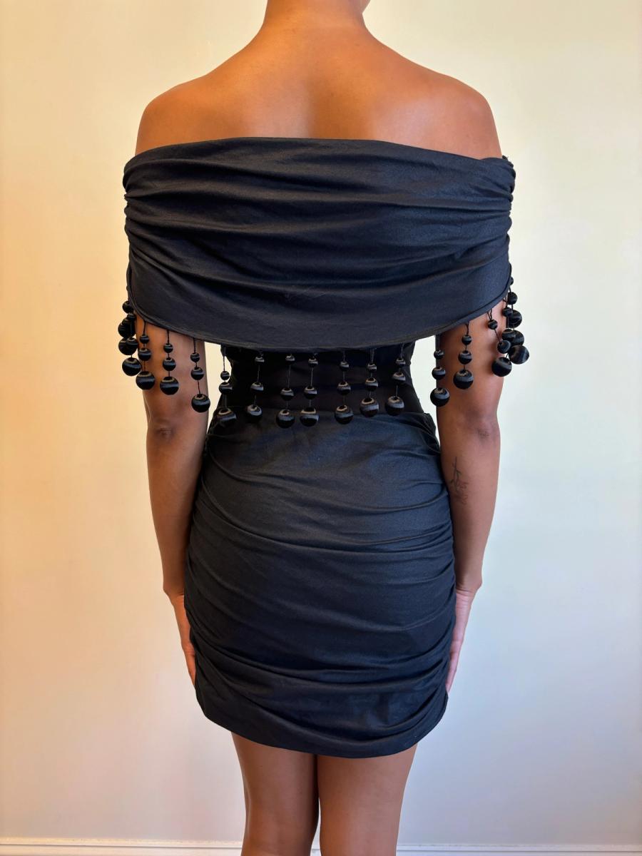 80s Victorio & Lucchino Black Bauble Cutout Dress product image