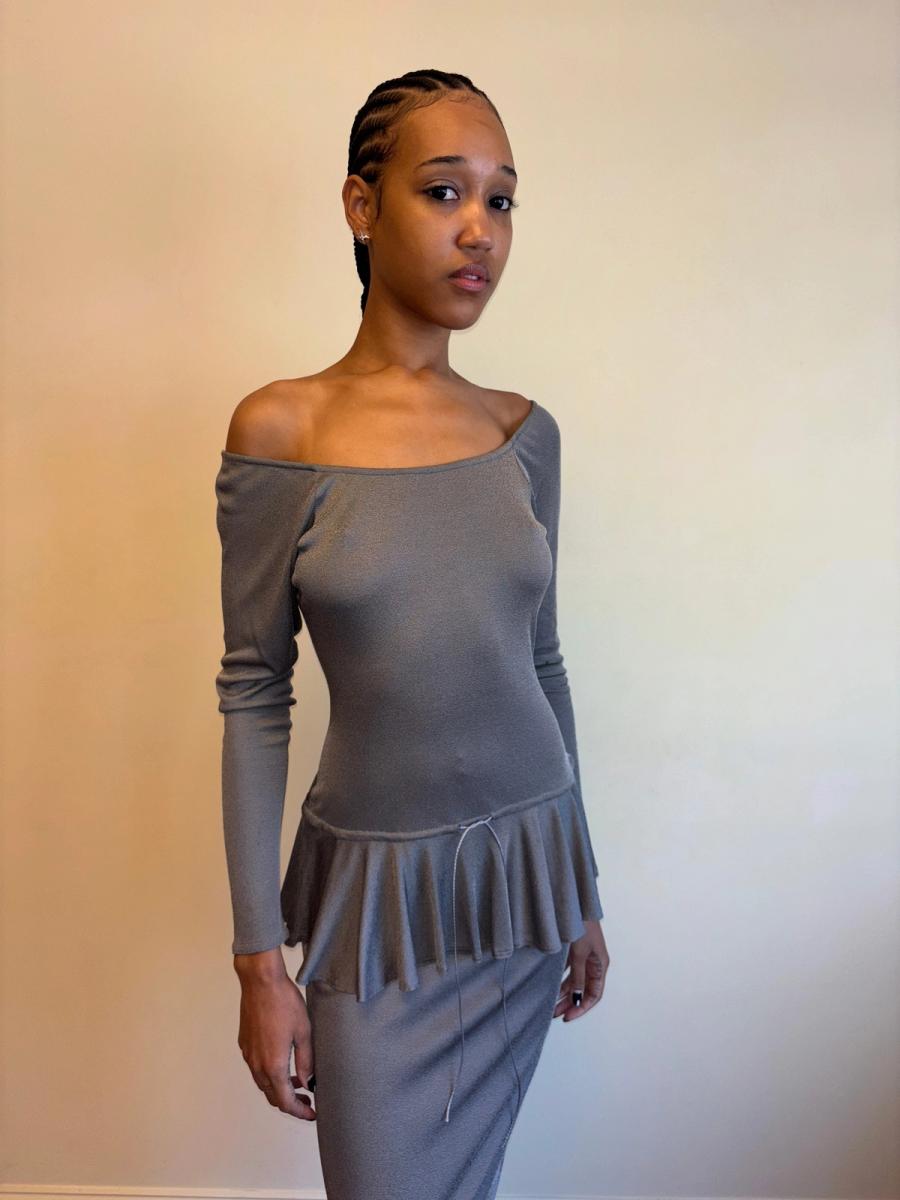 Vintage Chantal Thomass Pewter Drop Waist Ruffle Dress product image