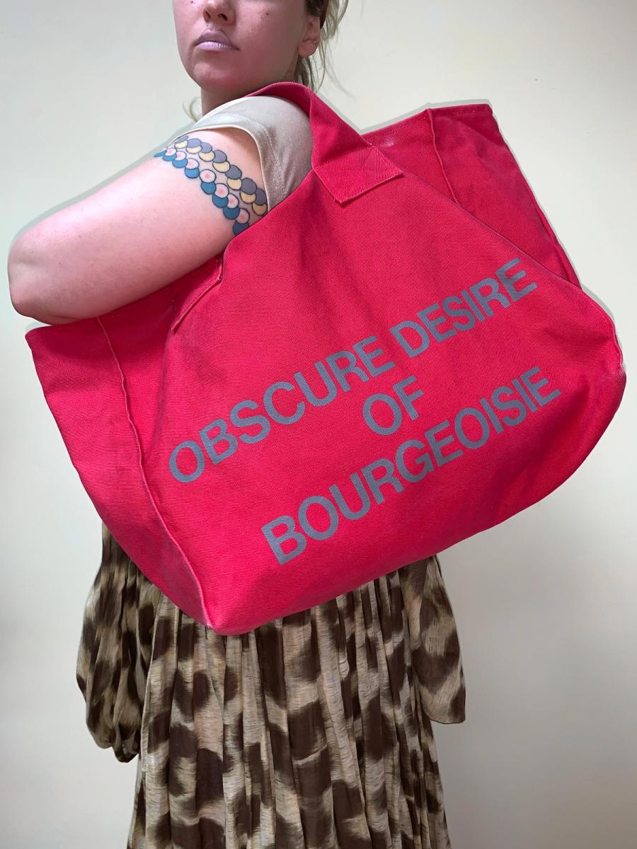 Obscure Desire of Bourgeoisie Oversized Red Shopping Tote Bag product image