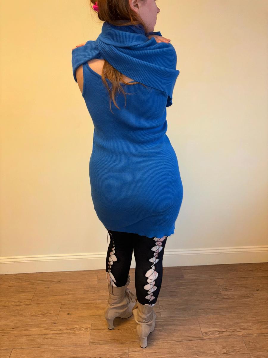 80s Angelo Tarlazzi Blue Dress with Shrug product image