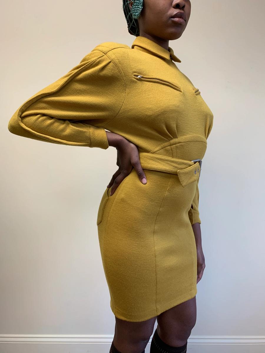 80s Thierry Mugler Knit Belted Dress product image