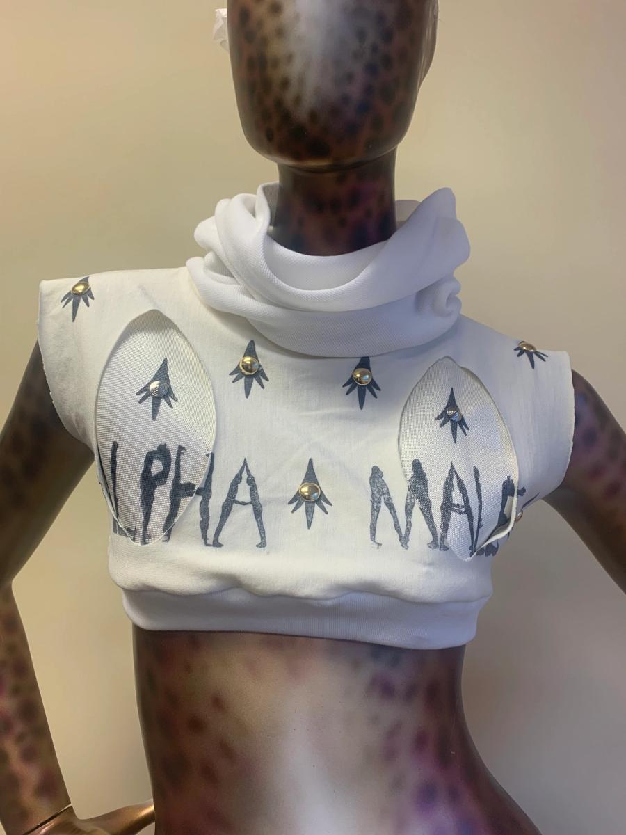 Alpha Male Silk Knit Studded Top With Cowl Neck 