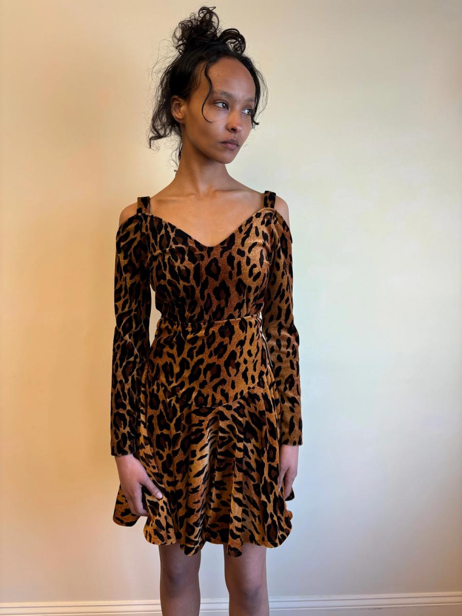 80s Norma Kamali Velvet Cheetah Print Set product image