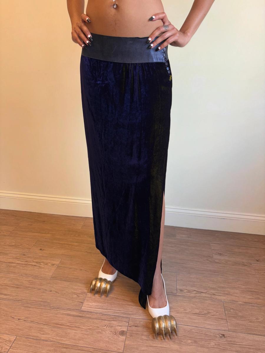 90s Krizia Changeable Velvet & Leather Skirt product image
