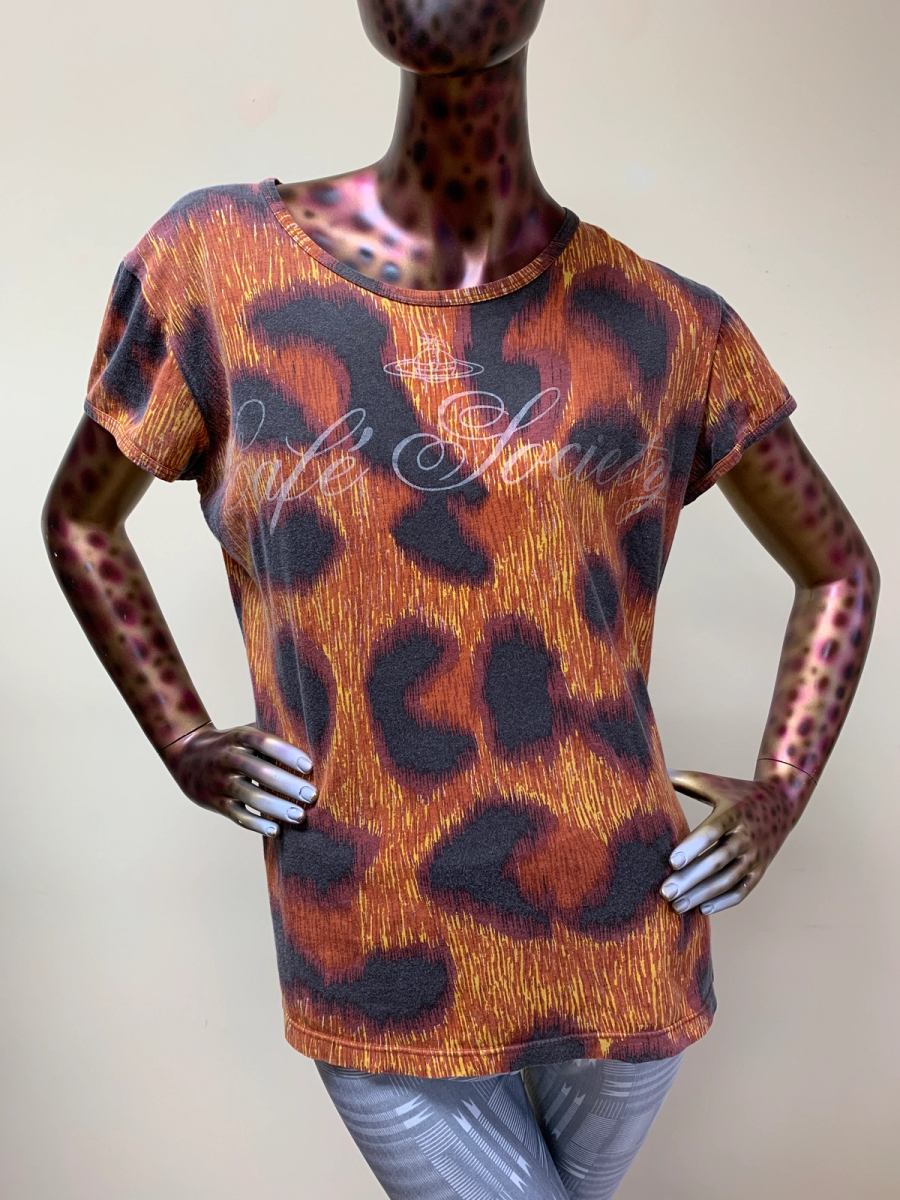 90s Vivienne Westwood 'Cafe Society' Cheetah Print T-shirt product image