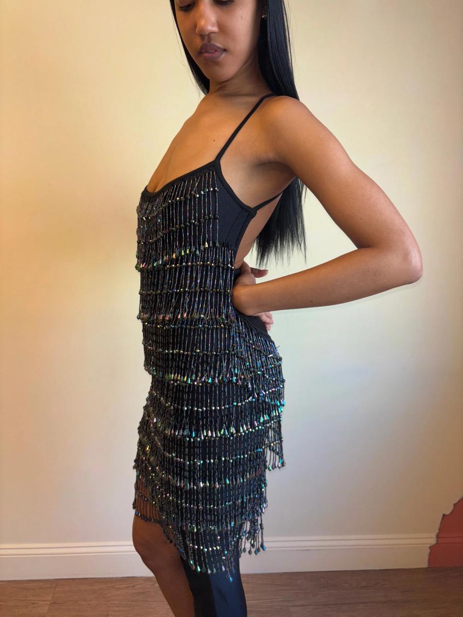 1980s Helen Storey Beaded Tassel Dress product image