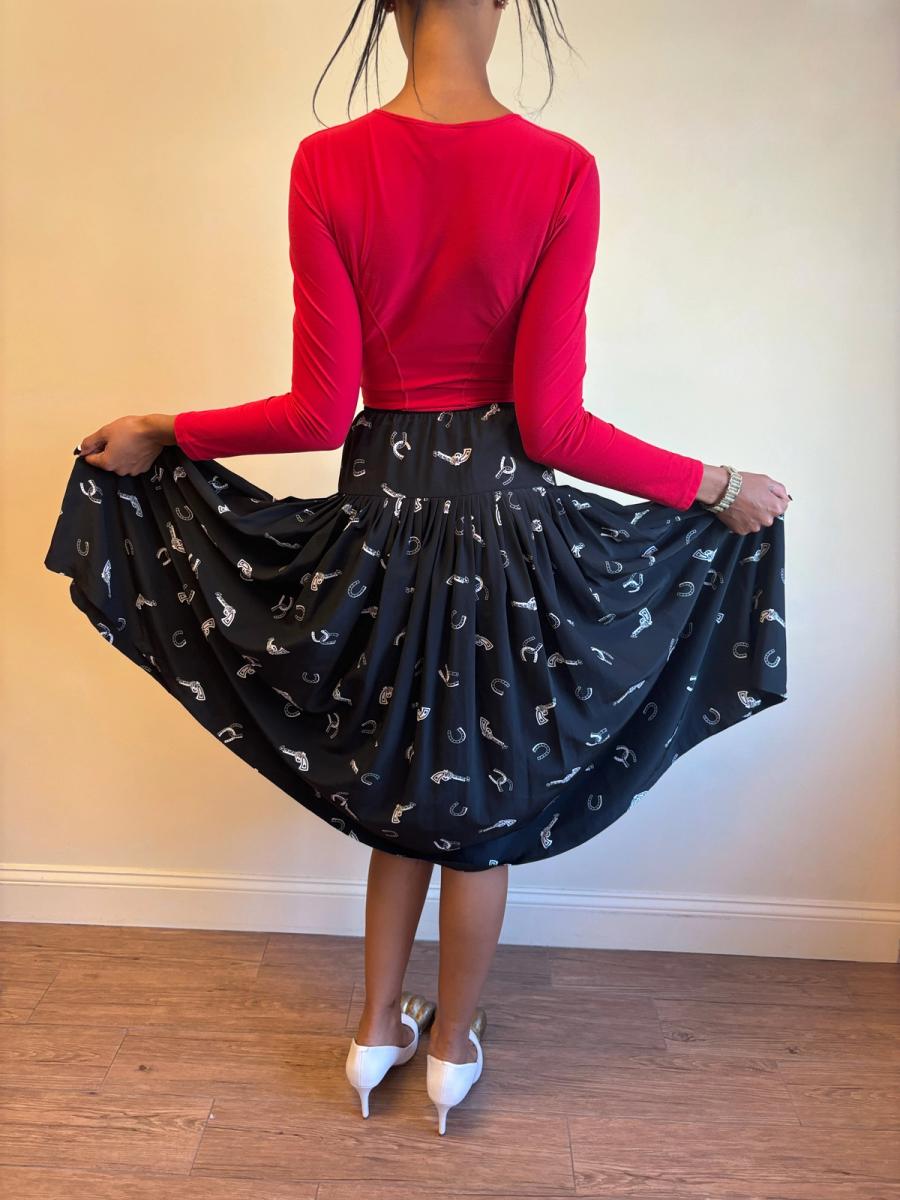 80s Norma Kamali Western Print Skirt product image