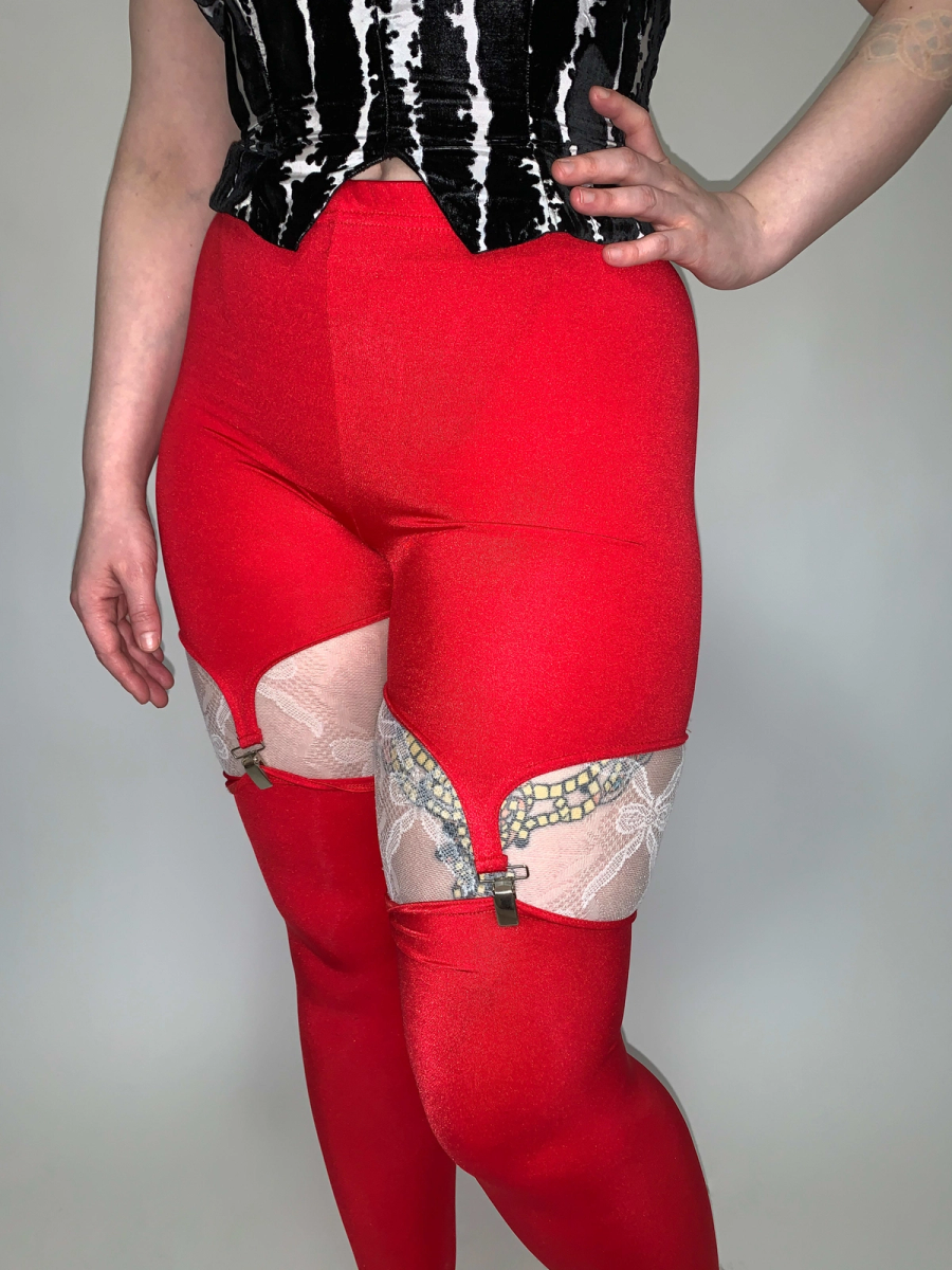 80s Deadstock Spandex Garter Leggings product image