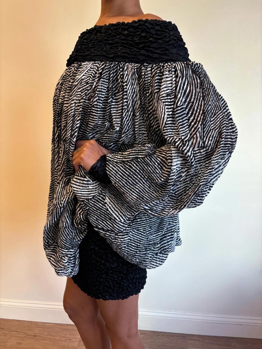 80s Claude Petin Striped Silk Dress product image