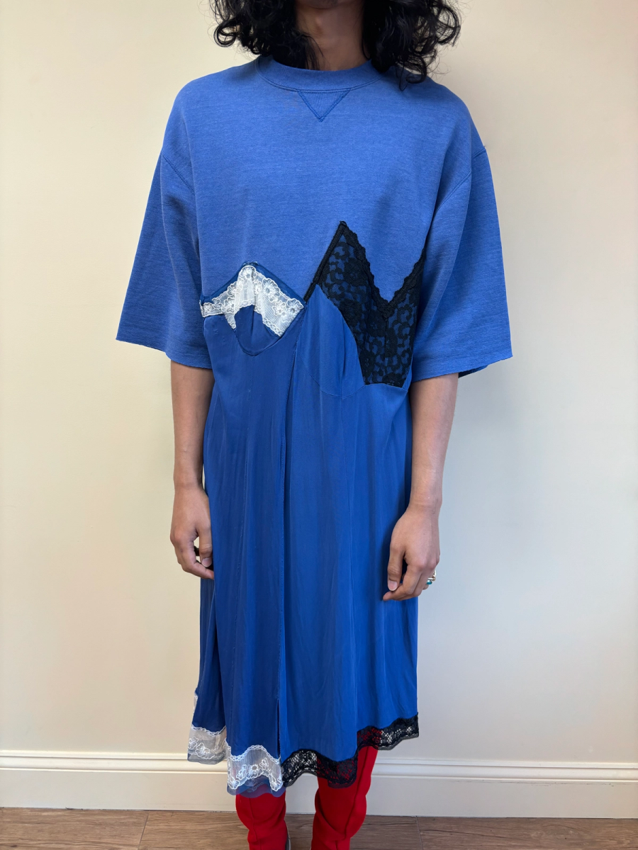 Yeah Right!! Patchwork Lingerie Slip Sweatshirt Dress product image